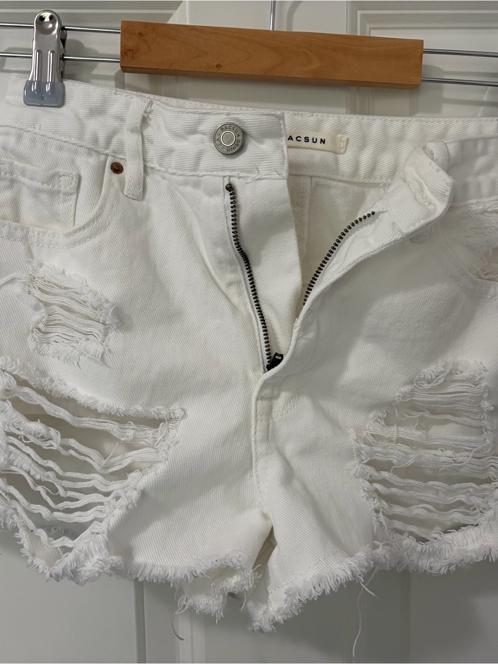 PacSun White Ripped Denim Cutoff Shorts